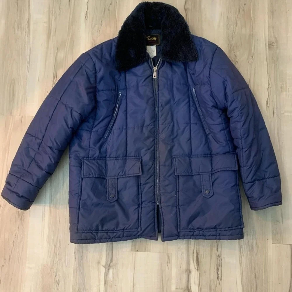 Vintage‎ 1970s retro Envoy puffer jacket with faux fur collar XL